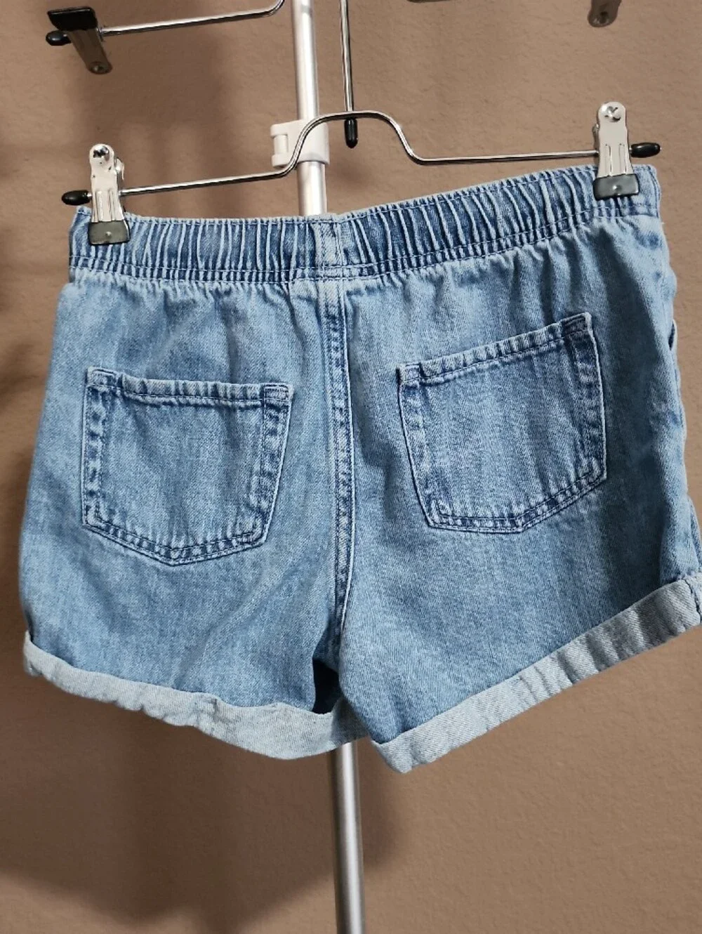 Girl's Casual Light Blue Denim Shorts with Drawstring